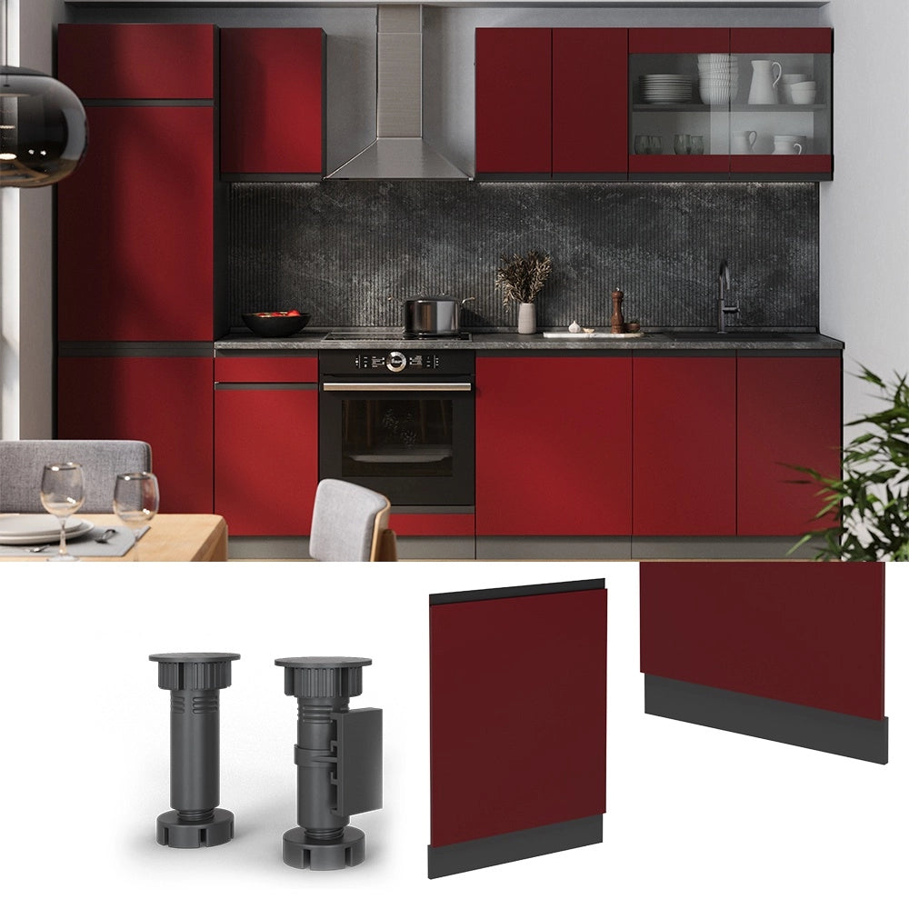 Pannello frontale della lavastoviglie R-Line Rosso/Antracite 60 cm J-Shape, PL Antracite Vicco