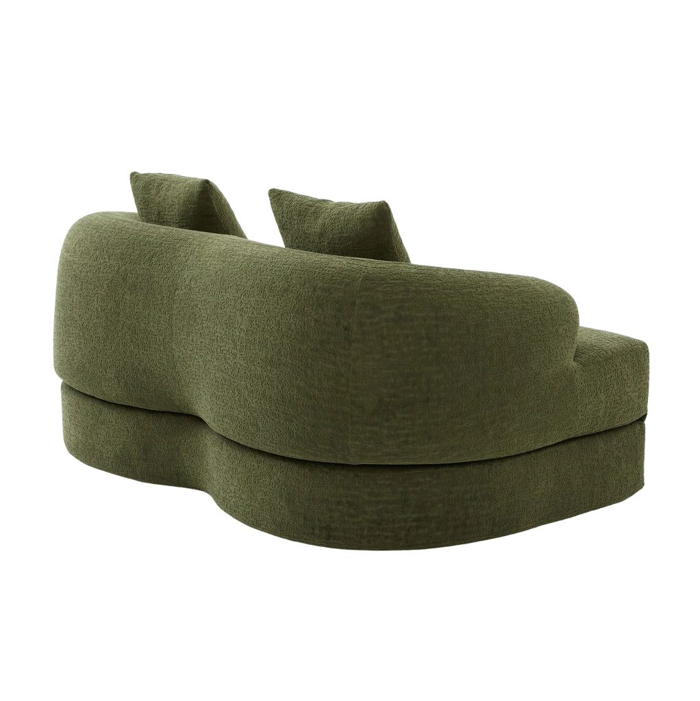 Divano letto ULEVR 2 posti 157x84x65 cm pieghevole in ciniglia verde con 2 cuscini schienale