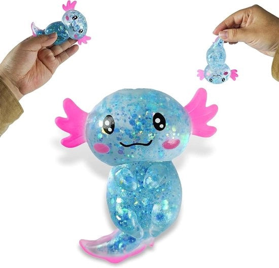 Gommoso Axolotl Giocattolo 10 × 8 cm Pallone Antistress per Bambini e Adulti (Blu)