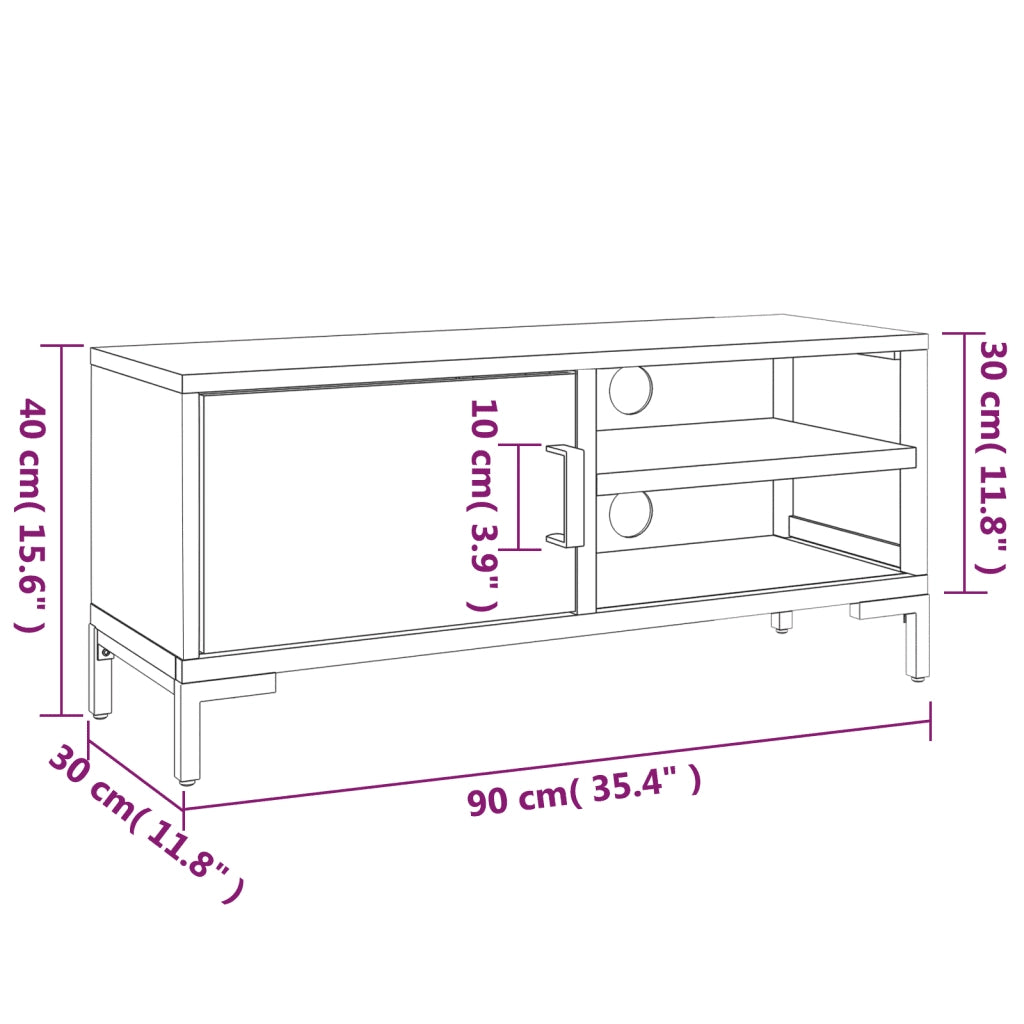 Mobile TV Marrone 90x30x40 cm Legno Massello di Pino Riciclato