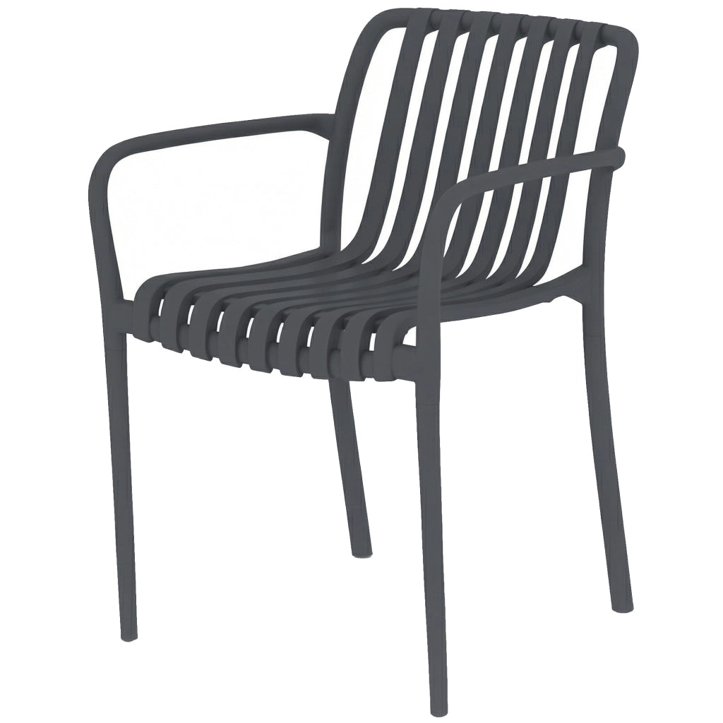 Set di sedie da giardino impilabili ¨C zephmum ¨C con braccioli, design lamellare, grigio scuro