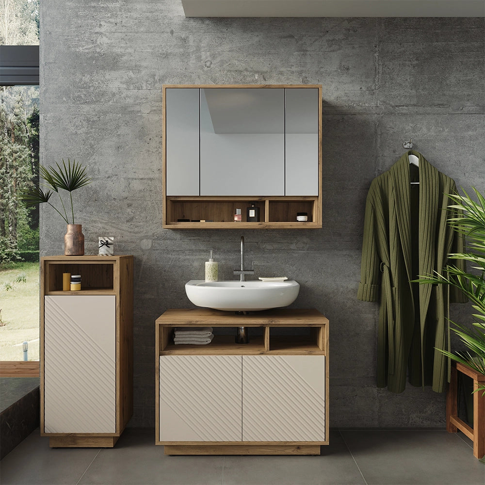 Set mobili bagno Beatrice Cachemire/Rovere artigianale Vicco