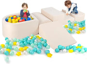 Set di 5 Pezzi Gioco in Schiuma, Blocchi con Piscina di Palline per Bambini, Coperture Lavabili con Cerniere, Blocchi Creativi per Stanza di Giocattoli, Camera da Letto (Bianco)