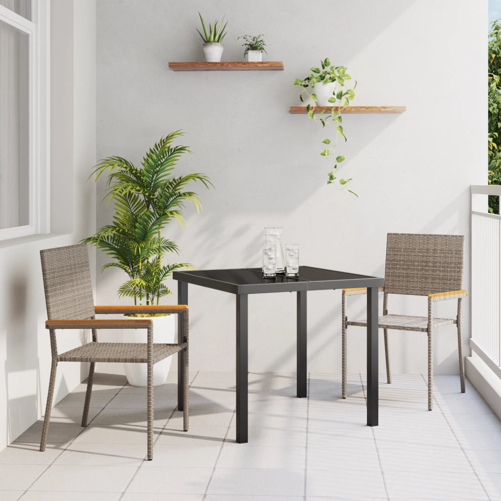 Sedia da Giardino impilabile  con 2 cuscini grigi in rattan sintetico