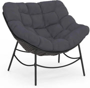 LOA reclinabile da Giardino con Effetto Rattan Grigio e Cuscino Grigio