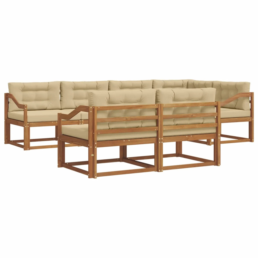 Set di divani da esterno con cuscino 7 pcs Naturale e Beige