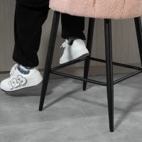 Set di 2 sgabelli da bar, con schienale e poggiapiedi, gambe in acciaio, 52 x 53 x 93 cm, Rosa