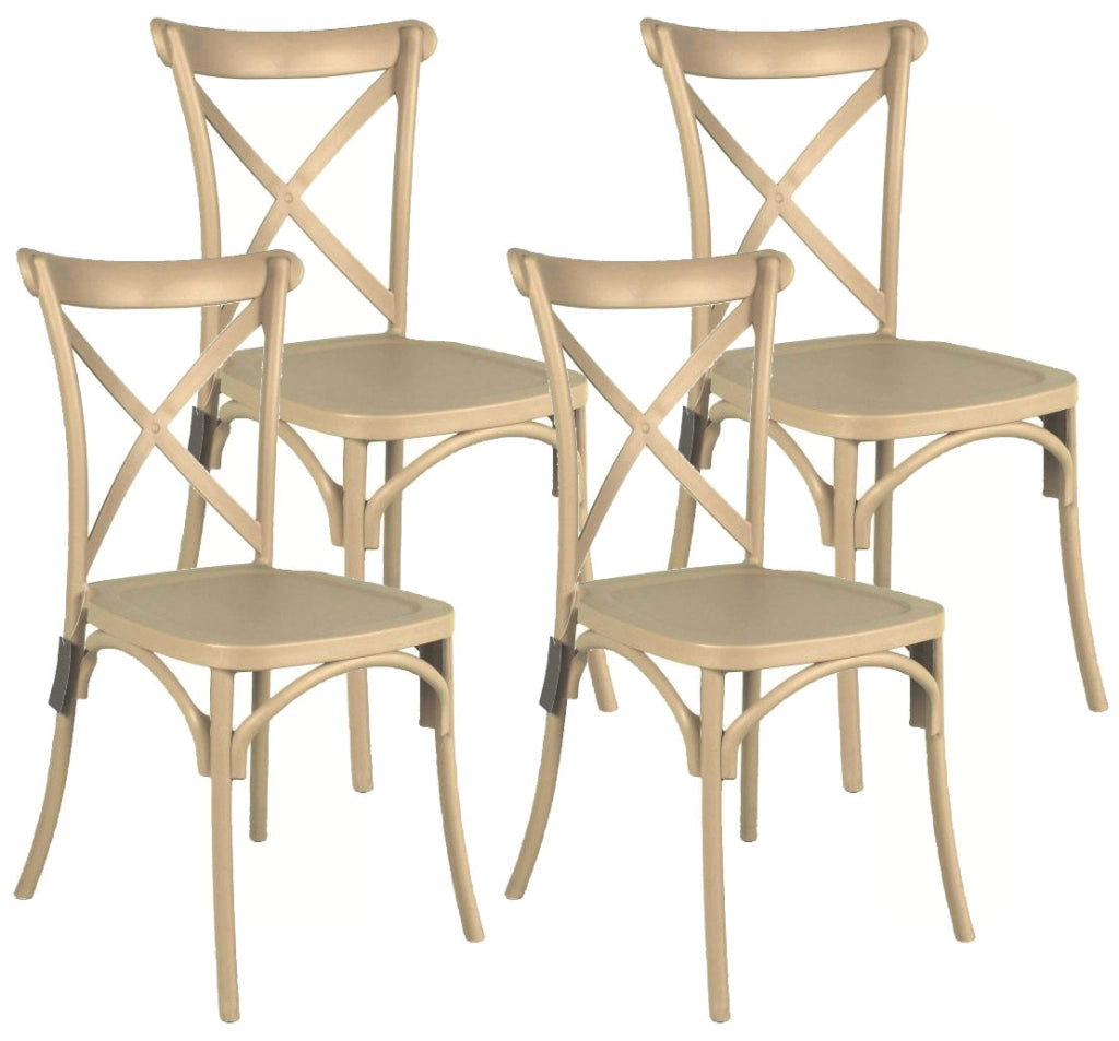 Set 4 Sedie 88x44x49 cm in Polipropilene Tortora