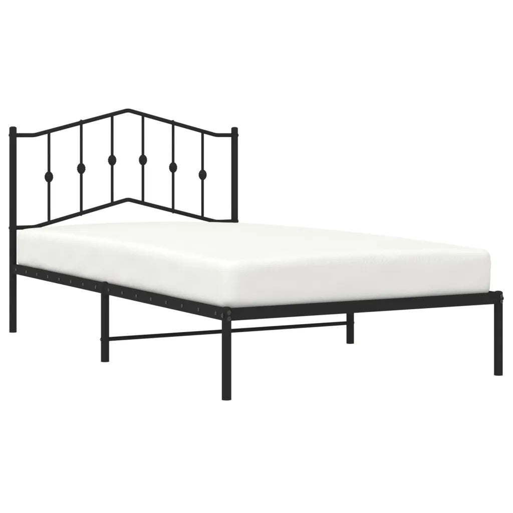Letto singolo | Letto per adulti | Giroletto con Testiera in Metallo Nero 107x203 cm