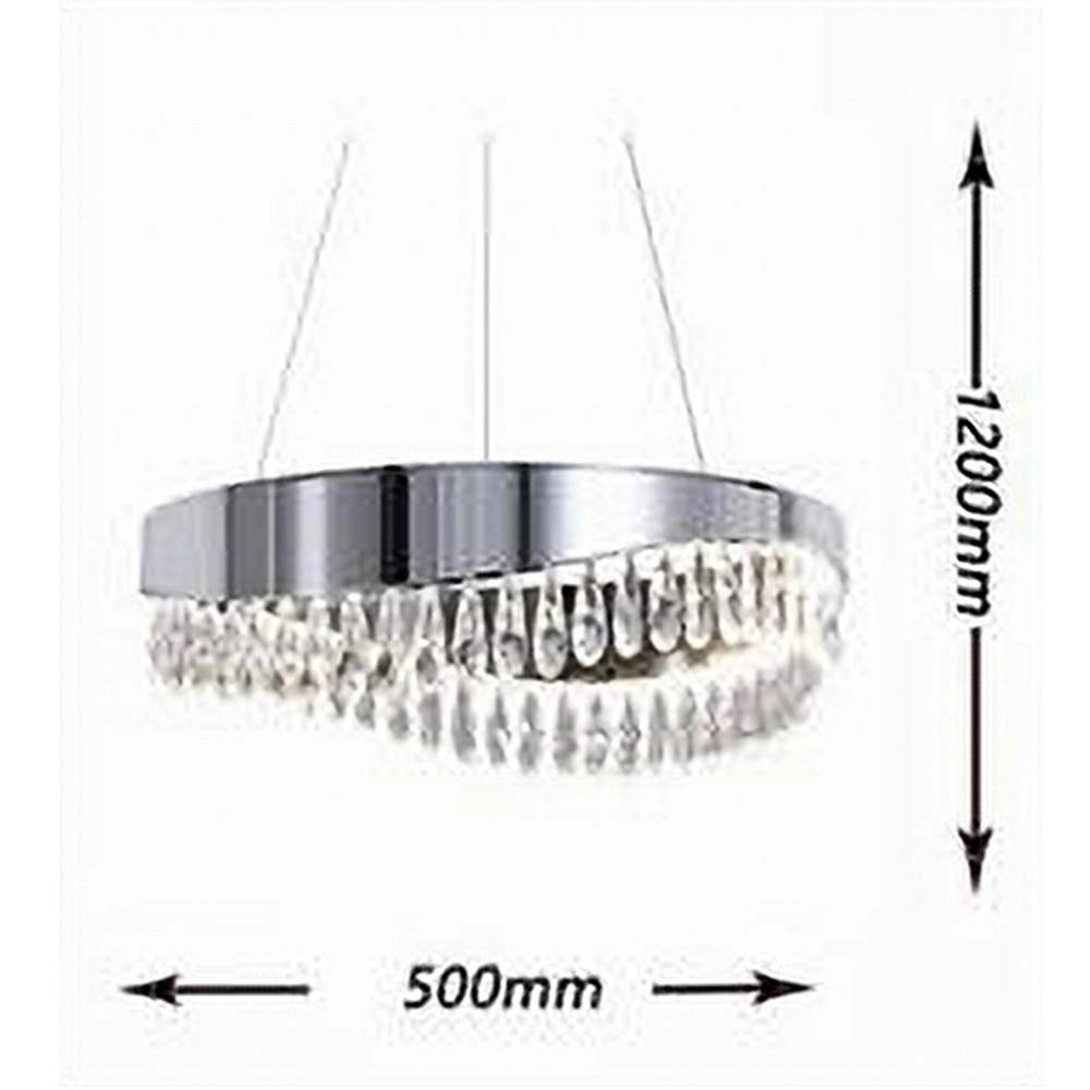 Trade Shop - Lampadario Soffitto Led 35 W Sospeso Argento Con Cristalli Luce Fredda 8000k B79 -