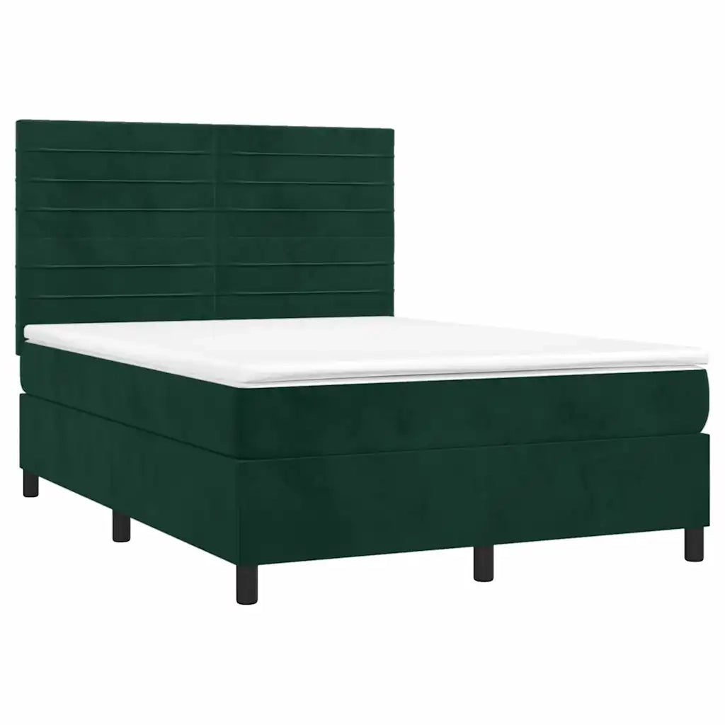 Giroletto a Molle con Materasso Verde Scuro 140x190 cm Velluto 3143082