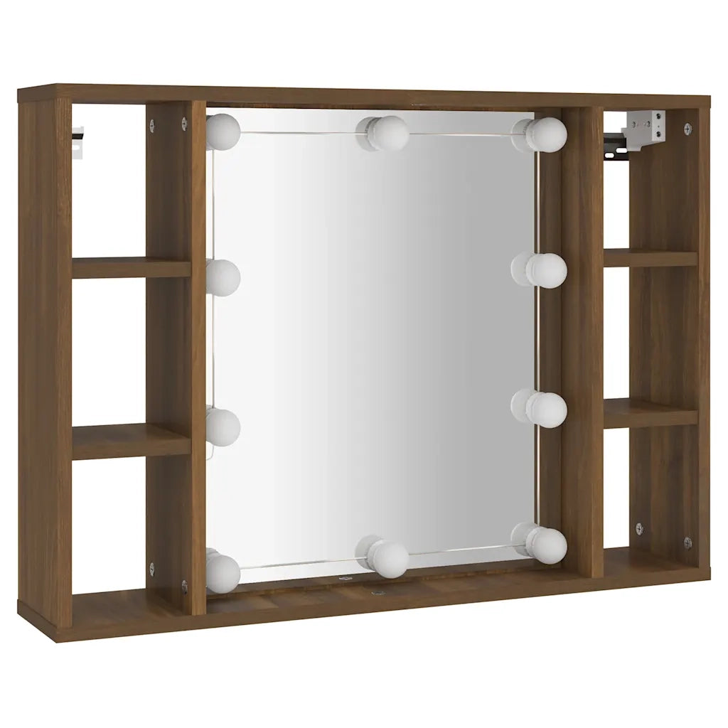 Mobile a Specchio con LED Rovere Marrone 76x15x55 cm CFW2972293