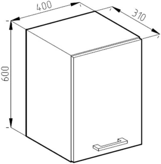 Pensile da cucina R-Line, Calcestruzzo, 40 cm, per la libera combinazione all'interno di sistemi cucina modulari