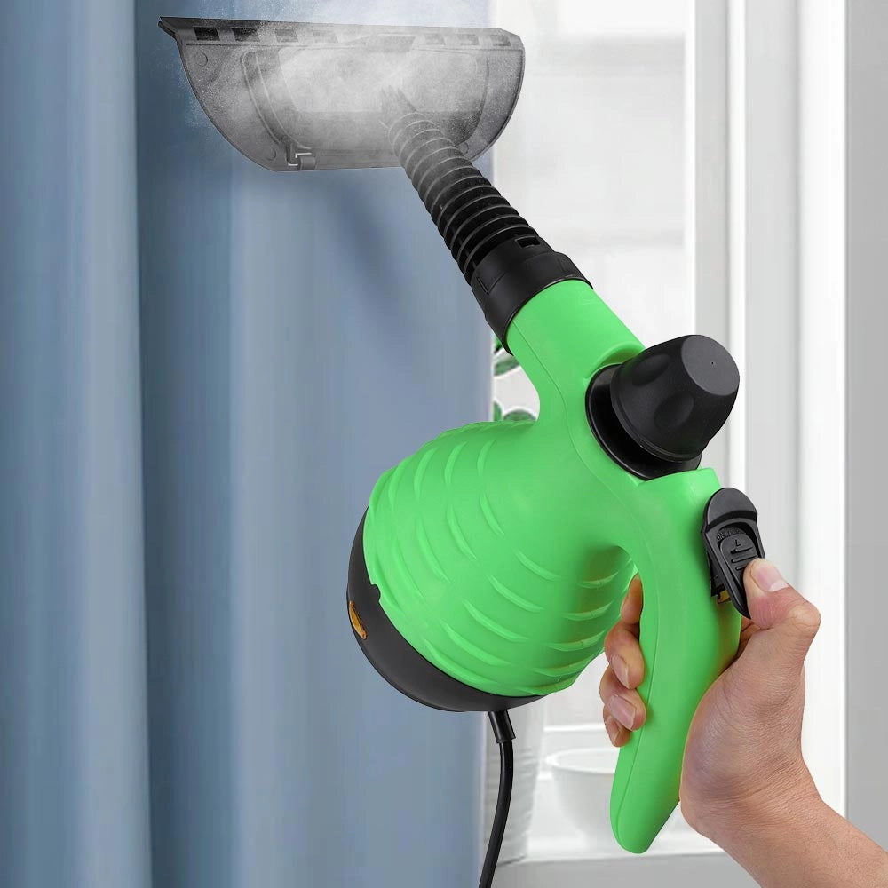 Pulitore a Vapore Portatile 1050W 300 ml 3 bar con Accessori Pulizia Verde