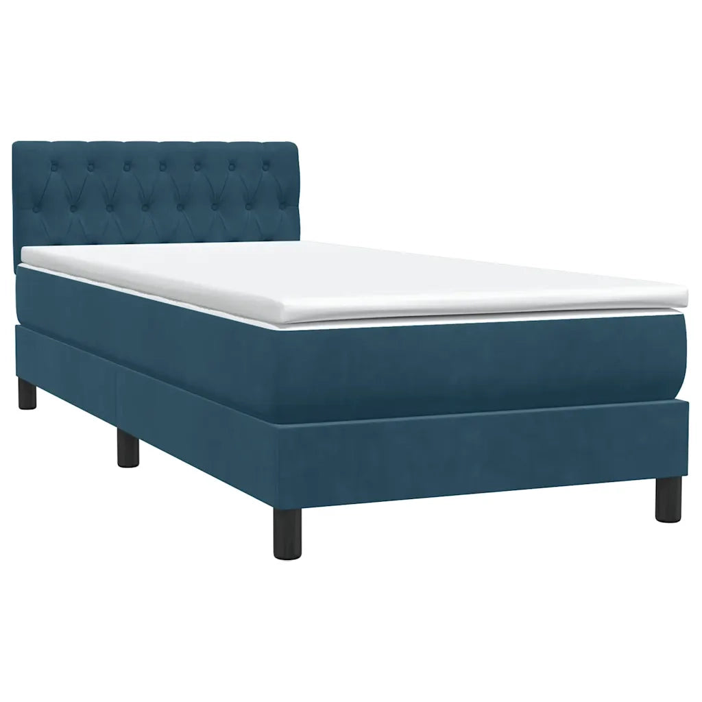 Letto a Molle con Materasso e LED Blu Scuro 80x220 cm Velluto 3317197
