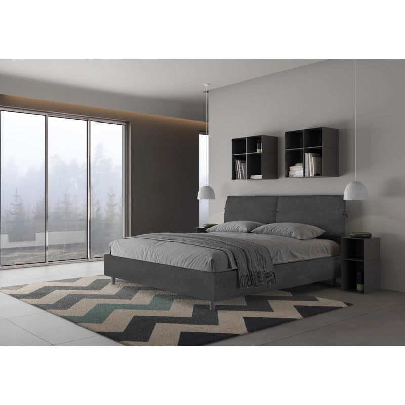 Letto imbottito Matrimoniale 180x210 cm Mados - Senza rete,Microfibra,Grigio