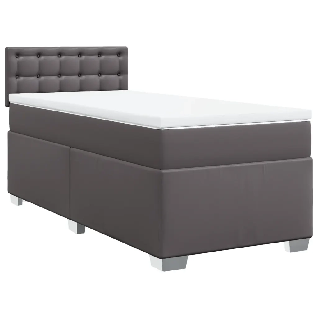 Giroletto a Molle con Materasso Grigio 90x190 cm in Similpelle 3286102