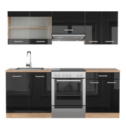 Vicco Cucina componibile Rovere nero/oro lucido 200 cm , PL Rovere