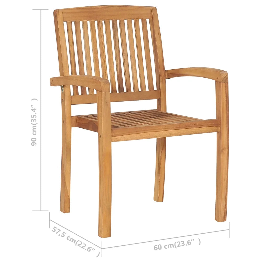 Sedie da Giardino Impilabili 6 pz in Legno Massello di Teak 3073208