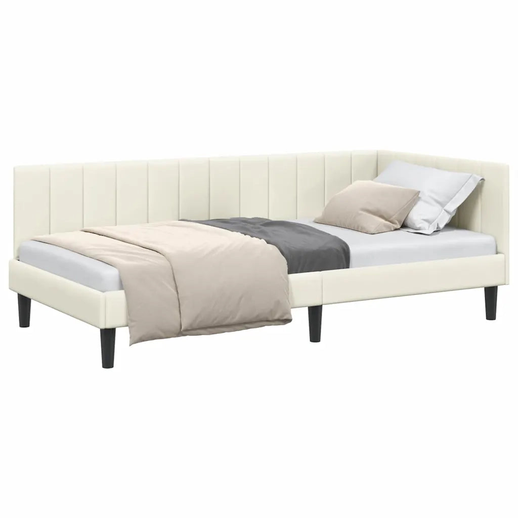 vidaXL Cornice del letto ad angolo Crema 90 x 190 cm Velluto