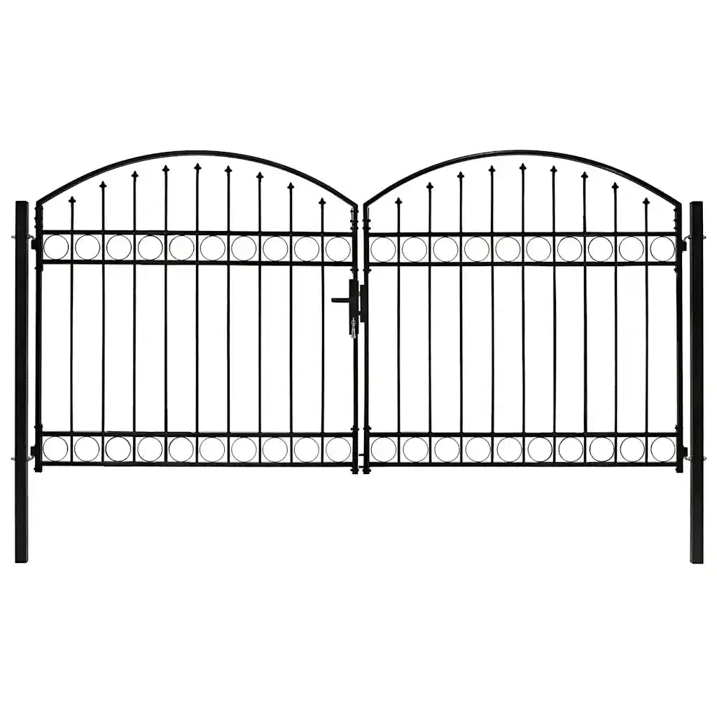 Cancello per recinzione Assen a doppia anta con parte superiore ad arco in acciaio 300x125 cm 143089