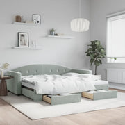 Divano Letto Estraibile Cassetti-Sofa Letto-Daybed Grigio Chiaro 90x190cm Velluto 570295