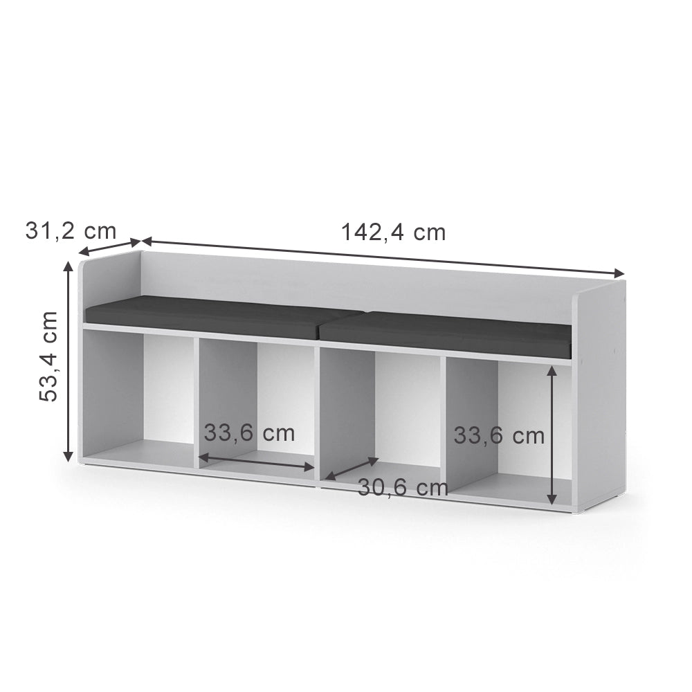 Vicco Scaffale per bambini Grigio chiaro 142.4 x 53.4 cm 4 scomparti