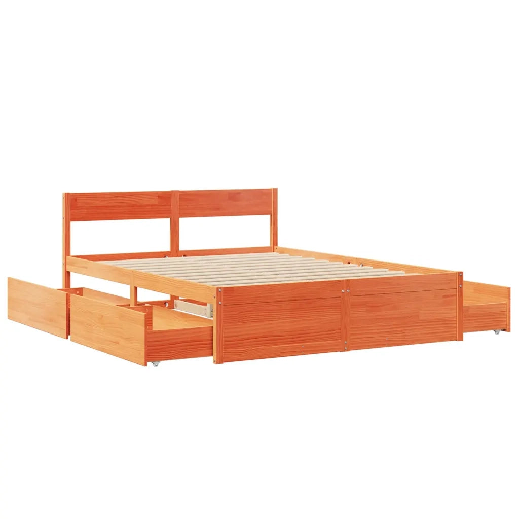 Letto senza Materasso Marrone Cera 150x200 cm in Legno di Pino 3282347