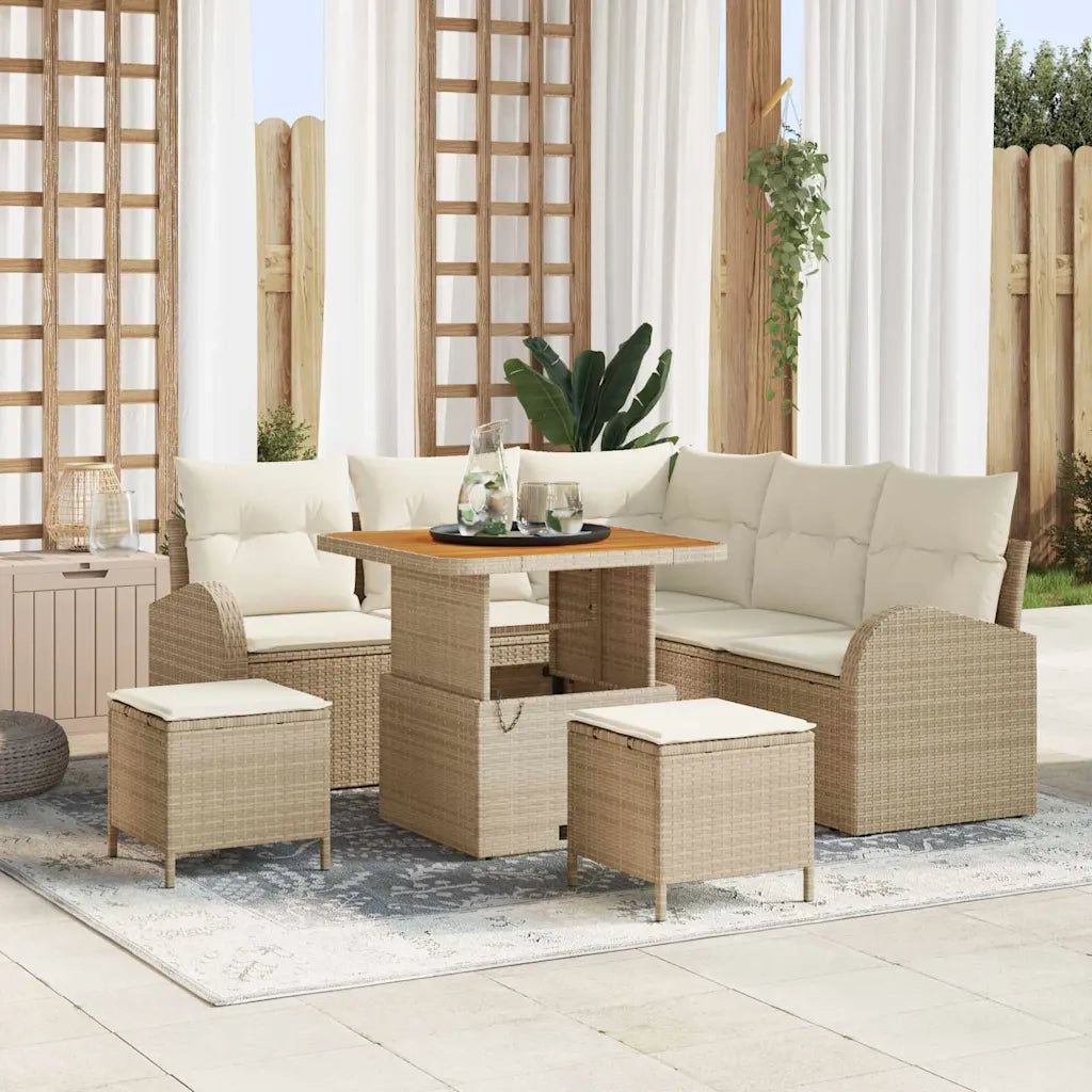 Set Divano da Giardino con cuscino 8 pcs Beige e Crema 3364341
