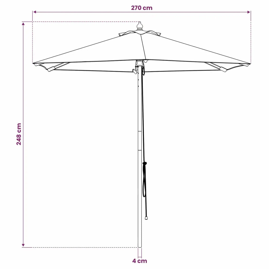 Ombrello da giardino Ø 270 x 248 cm Legno di Eucalipto Massello 42041409