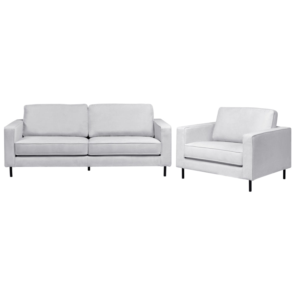 Set di divani in tessuto poliestere grigio chiaro 3 posti Poltrona Design minimalista per il soggiorno