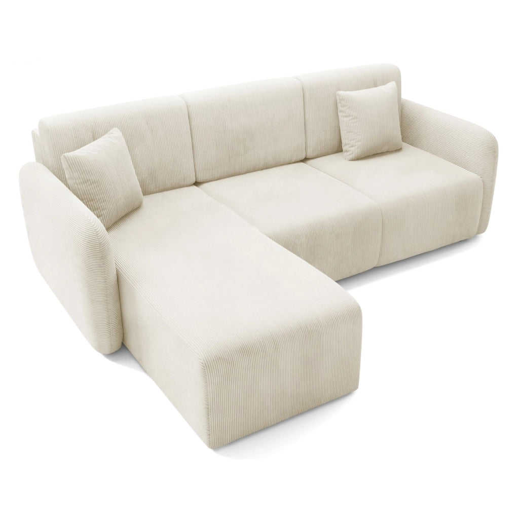 Ranco, Divano Letto con Penisola Contenitore, 245x185 cm Bianco Crema