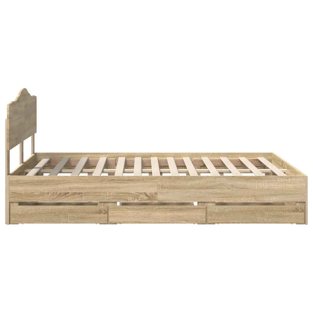 Struttura del letto con cassetto Rovere Sonoma 140 x 190 cm 3413007