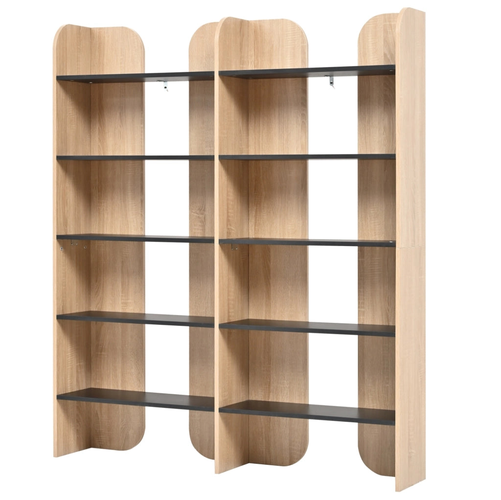 Libreria aperta 5 ripiani 135x25x160 cm naturale e nera