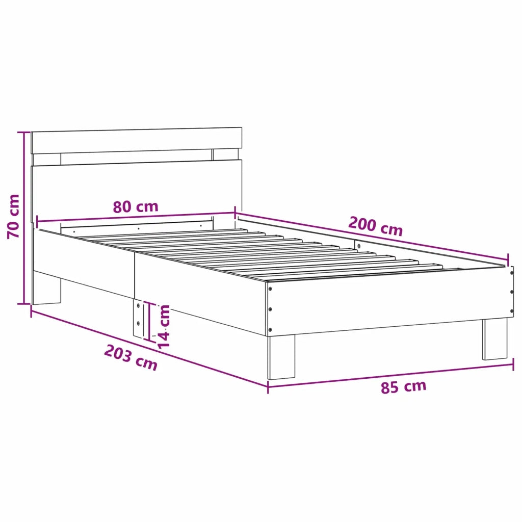 Struttura del letto Rovere Nero Legno ingegnerizzato 8008999