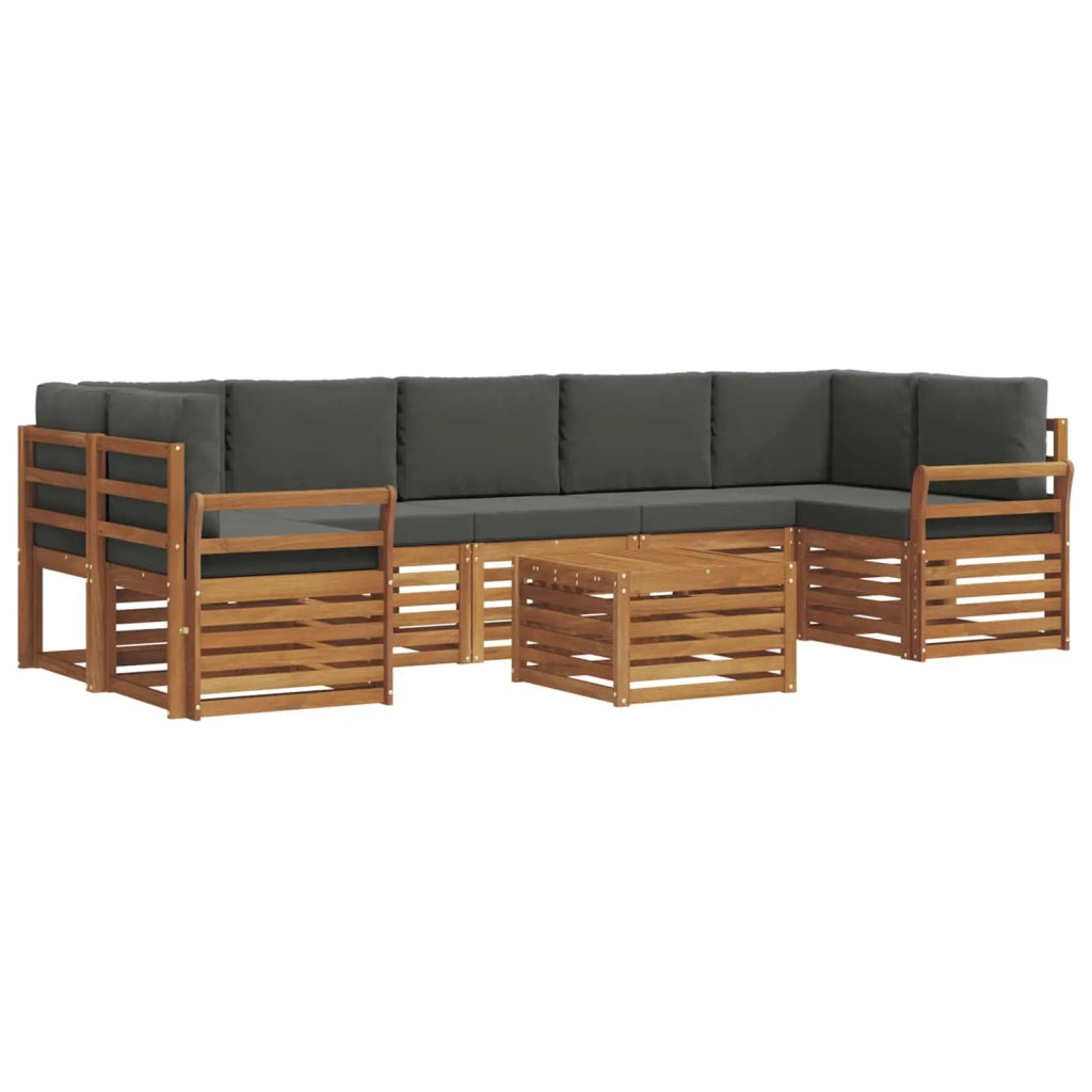 Set di divani da esterno con cuscino 8 pcs Naturale e Antracite 3374532