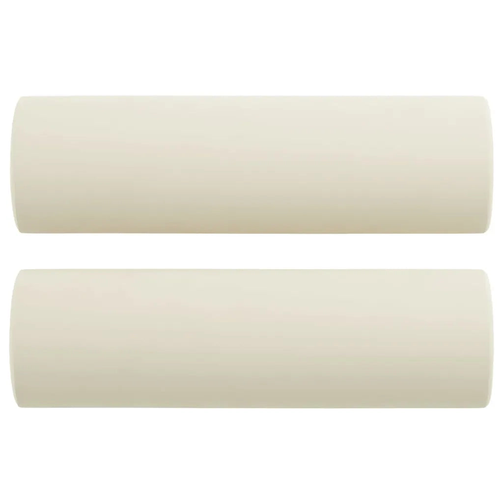 Set di Divani 3 pz con Cuscini Crema in Velluto