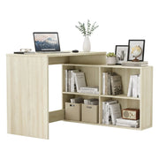 Scrivania Kyarr, Scrittoio multiuso, Tavolo per ufficio porta PC, Piano di lavoro, 112x101 h77 cm, Rovere e Bianco