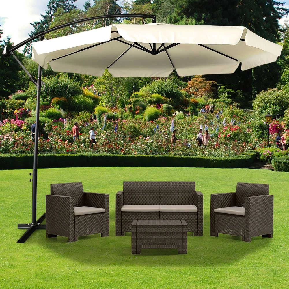Ombrellone Giardino Decentrato 3x3 Ecru Telo con pendente Palo Alluminio Gazebo
