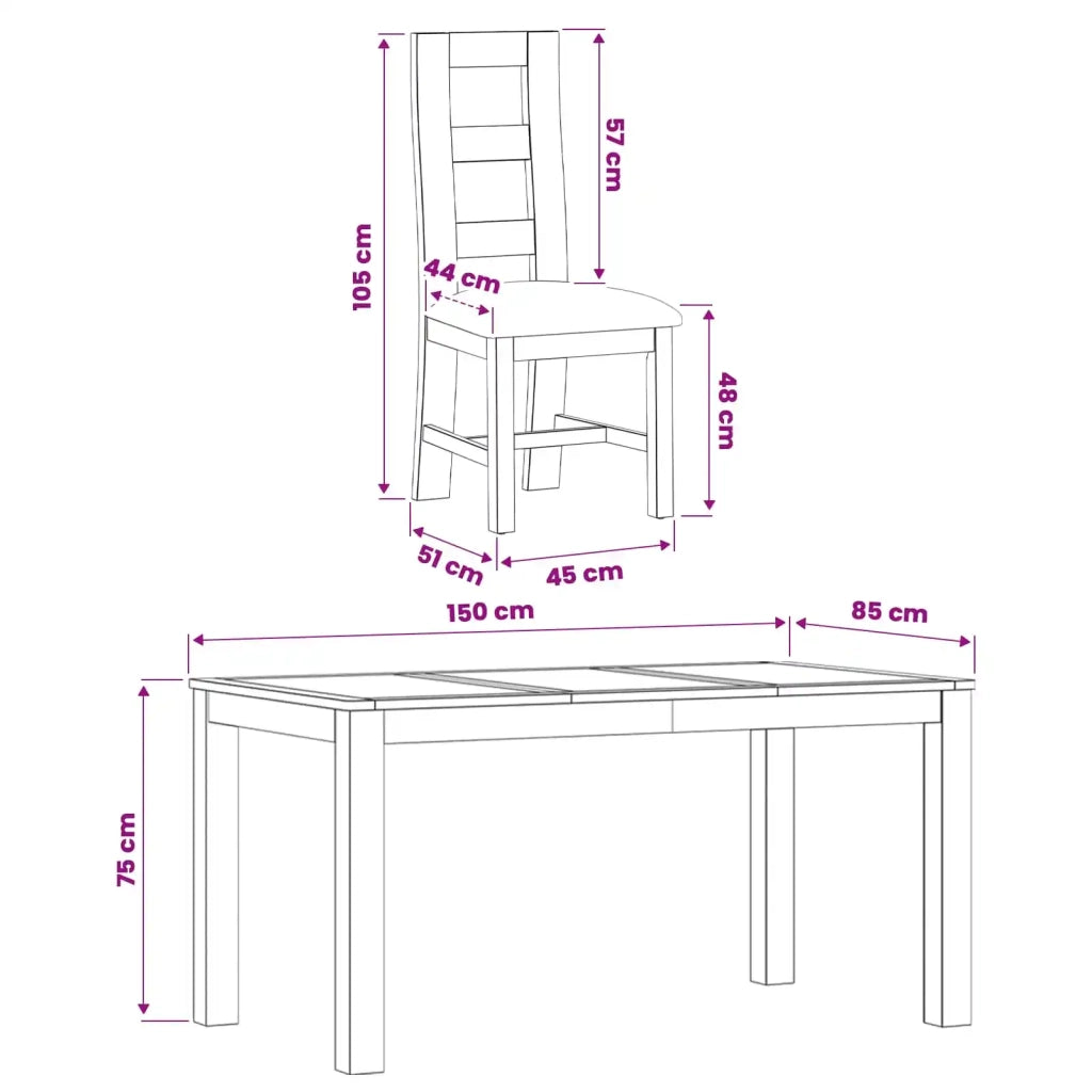 Set da pranzo 5 pz Beige Legno di Quercia Massello 3430360