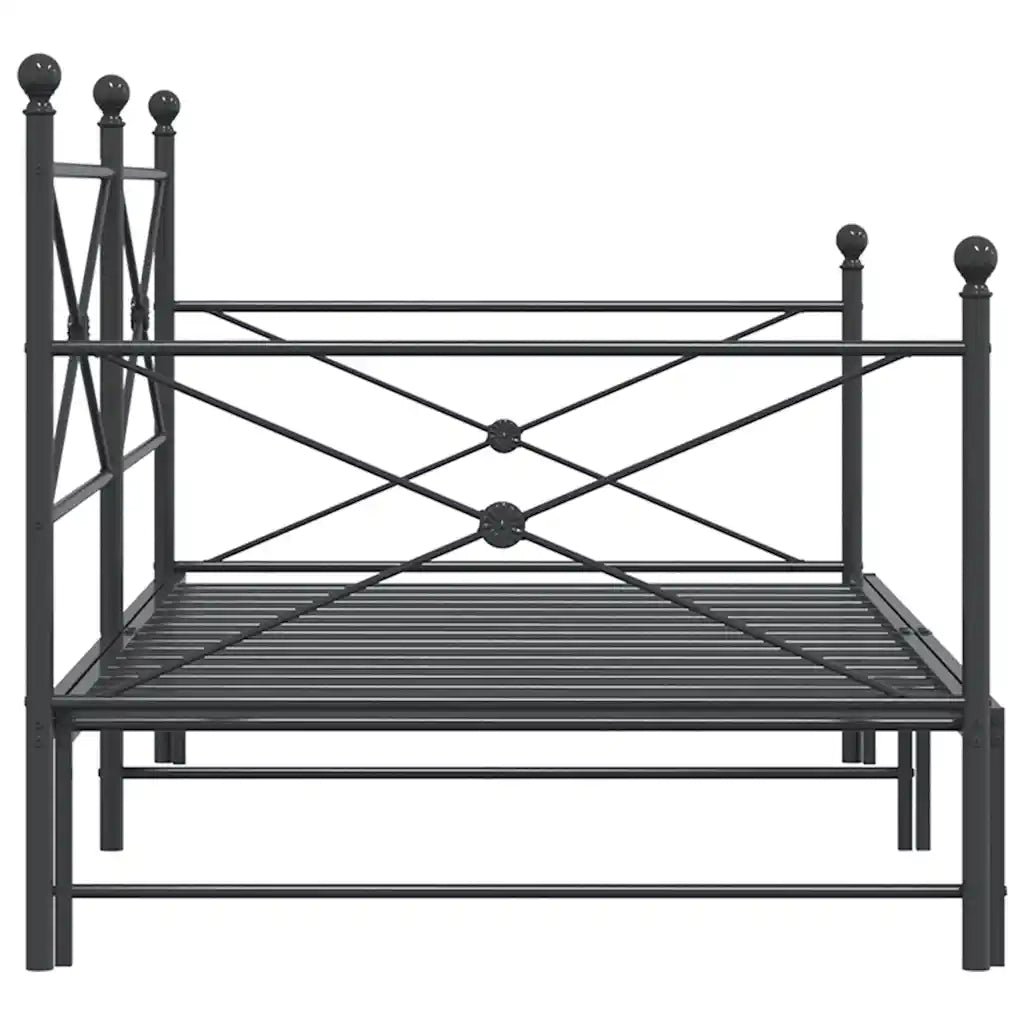 Divano Letto Estraibile senza Materasso Nero 107x203 cm Acciaio 4104678