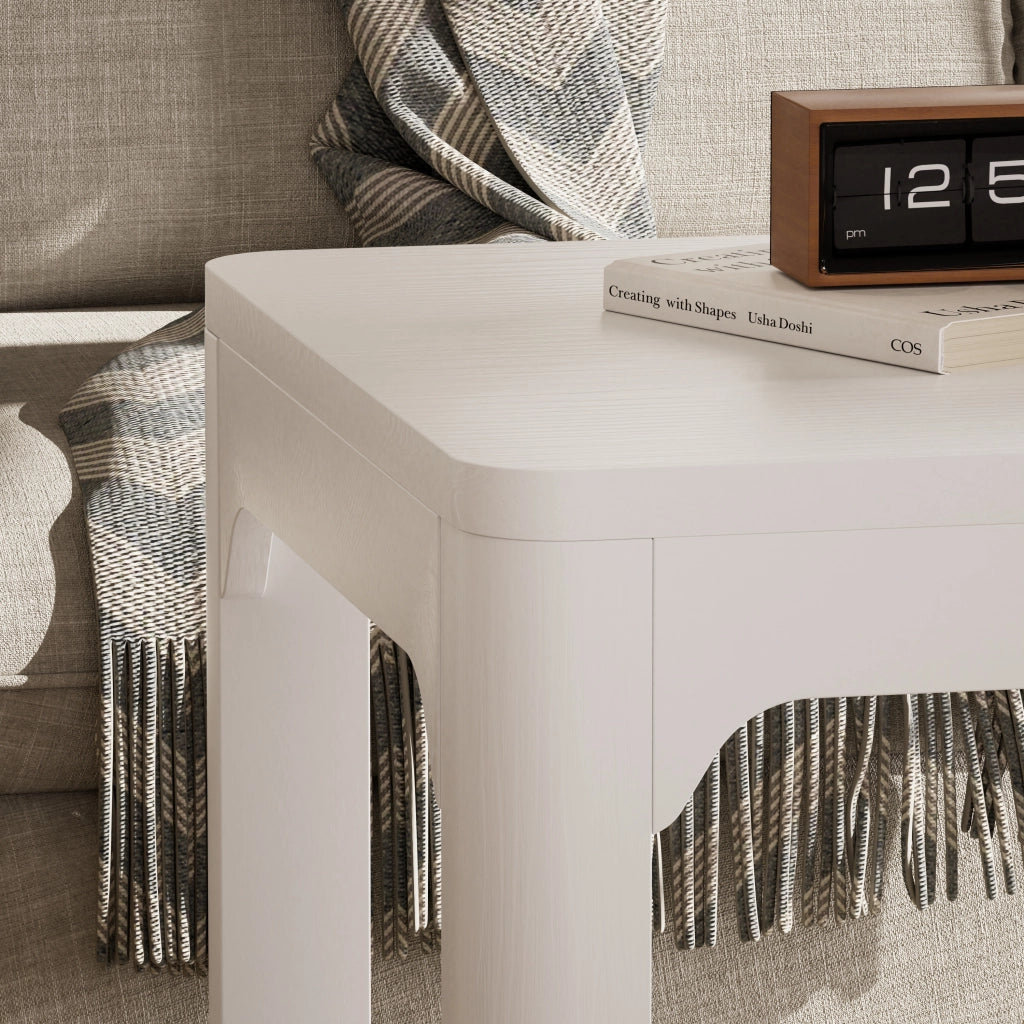 Tavolino da caffè con 2 ripiani portaoggetti; design moderno minimalista; in MDF; bianco; per soggiorno