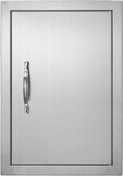 Porta di accesso per barbecue, 355 x 508 mm, singola porta esterna, piano in acciaio inox. Montaggio a parete verticale con maniglione per isola griglia e stazione griglia.