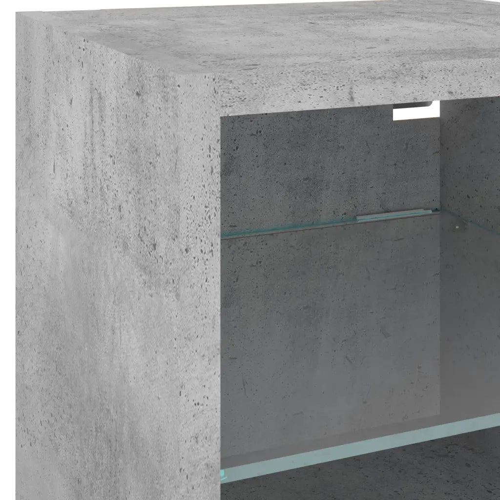 Mobile TV a Parete con Luci LED Grigio Cemento 30x28,5x30 cm 836979