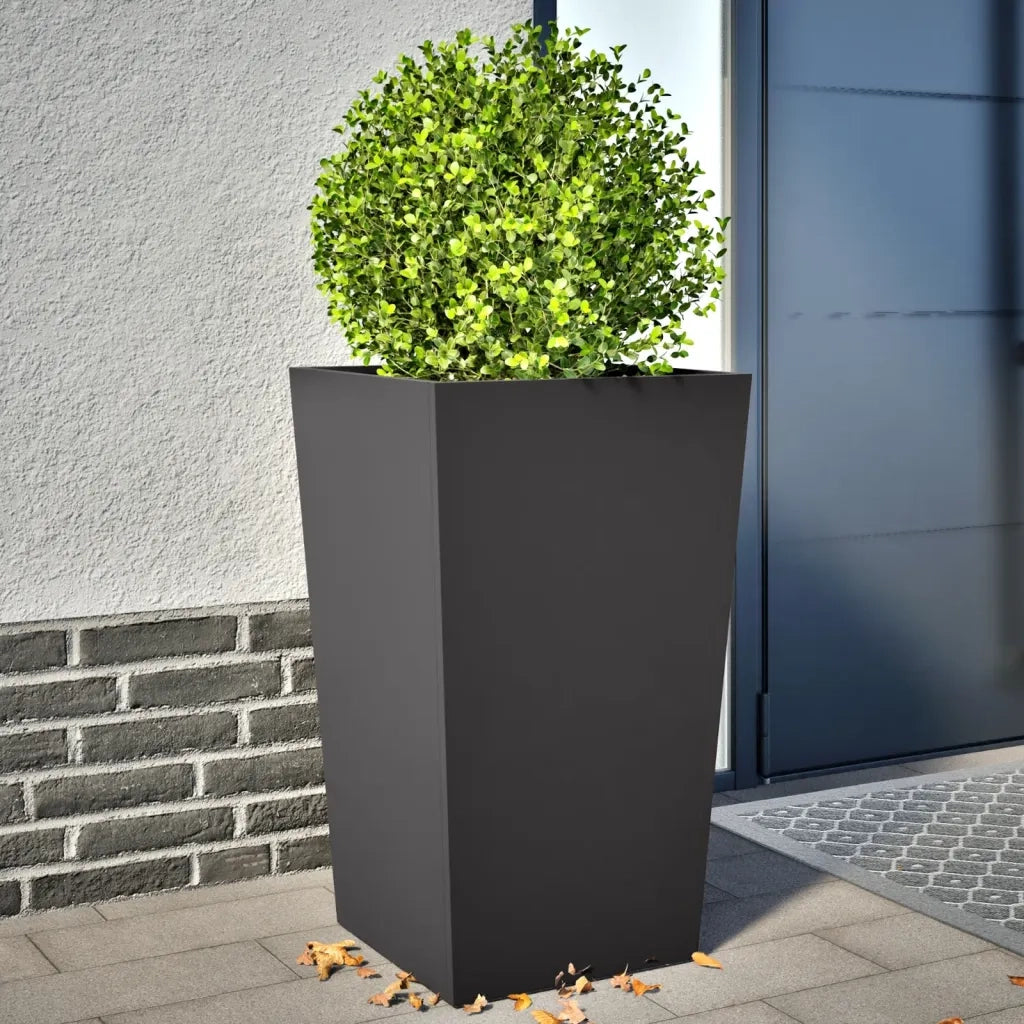 2 pz Fioriere | Cassetta per fiori | Vaso da Giardino Nere 45x45x75 cm in Acciaio