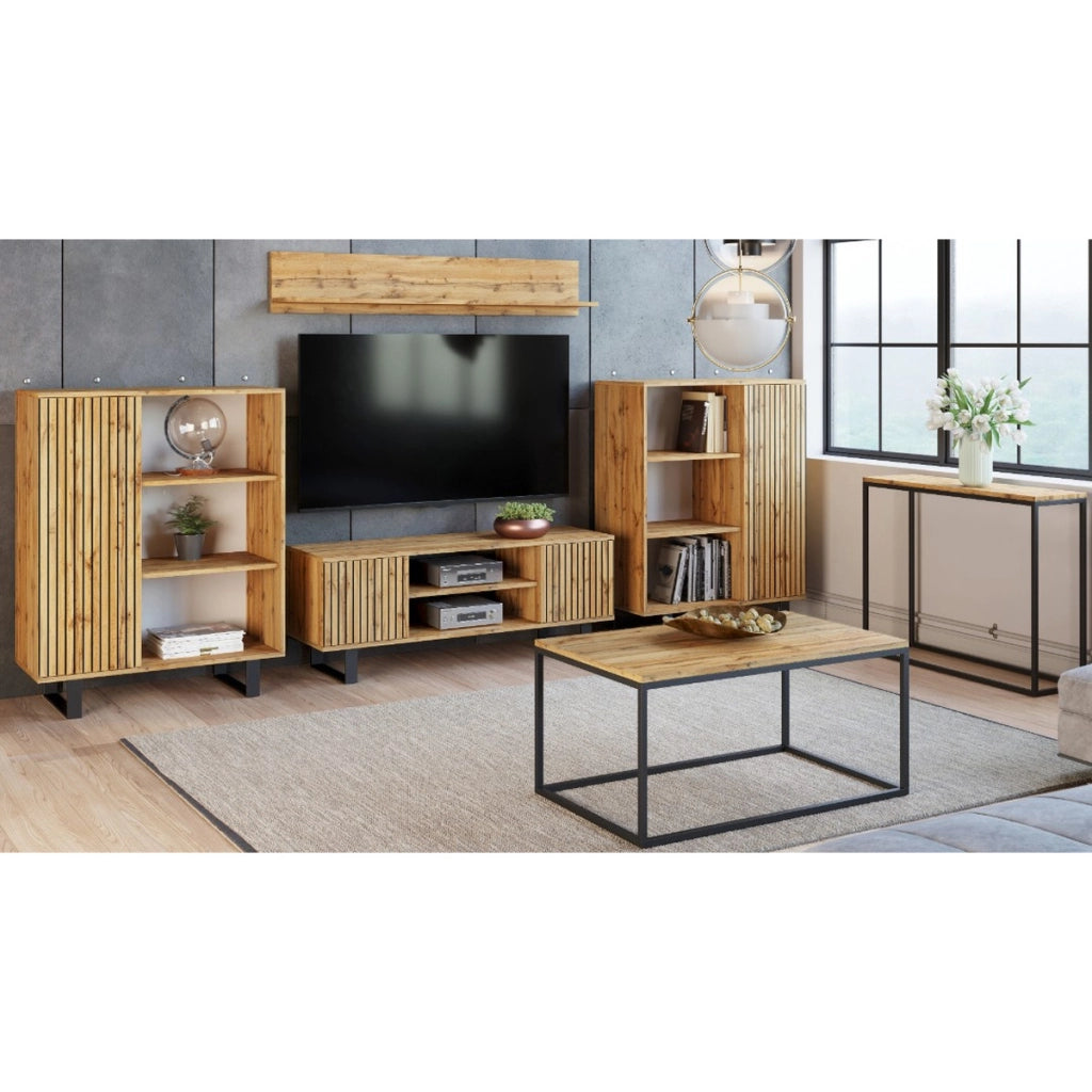Mobile Porta TV Focus Loft in Quercia con Effetto Lamelle