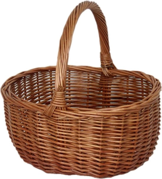 Cesto in legno di wicker doppio steso ovale marrone 31 x 12 x 26 cm - Martello rosso