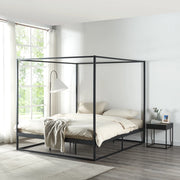 Letto a Baldacchino Kristianstad Struttura in Metallo Nero 180 x 200 cm [en.casa]