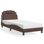 Letto singolo | Letto per adulti | Giroletto Viana senza Materasso Marrone 80x200 cm in Similpelle