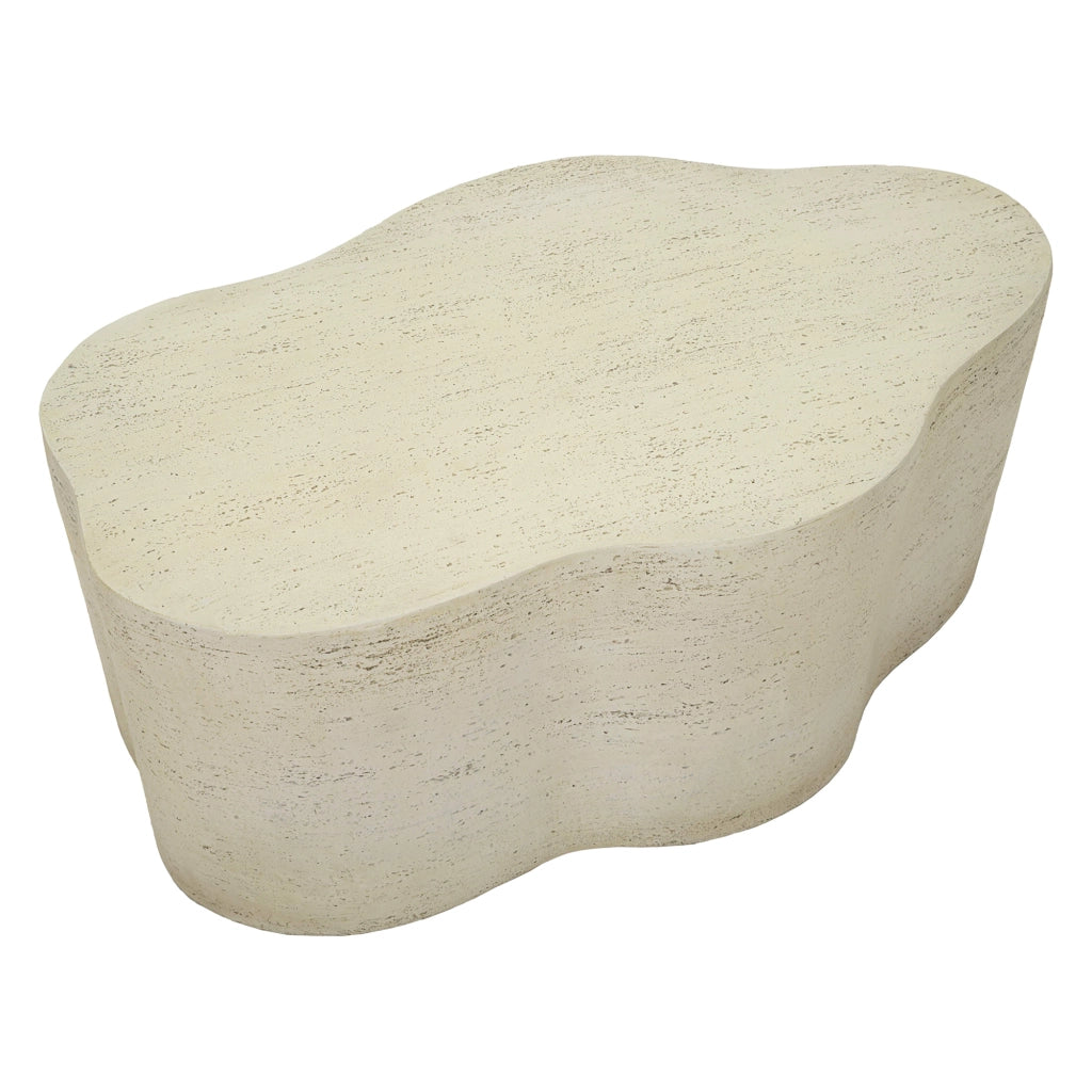 Sefrou, Tavolino da Salotto Adatto per Indoor/outdoor Effetto Pietra, 62x48x100h cm Bianco Crema
